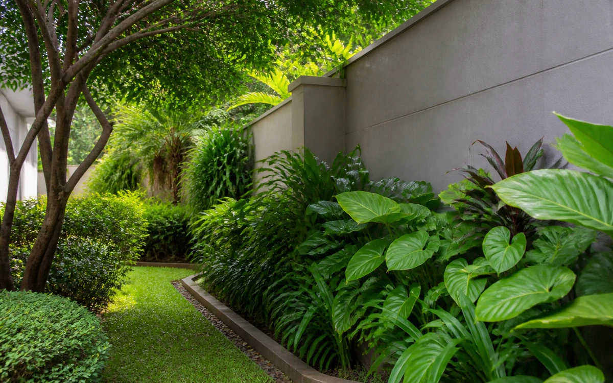 Área sombreada de jardim avaliada durante controle de mosquitos
