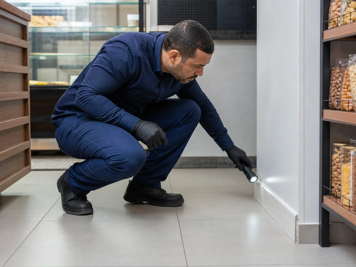 Comércio durante avaliação profissional de controle de pragas