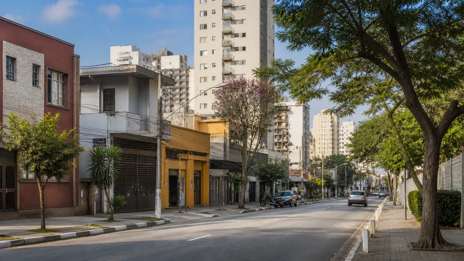 Contexto urbano residencial e comercial na Zona Norte de São Paulo